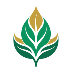 Fashion logo stylized emerald green leaf icon vector art illustration design.