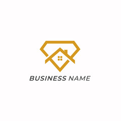 design logo creative line diamond and home