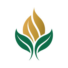 Fashion logo stylized emerald green leaf icon vector art illustration design.