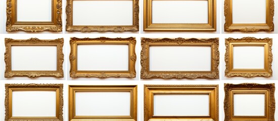 Golden frame suitable for paintings, mirrors, or photos with ample copy space image.