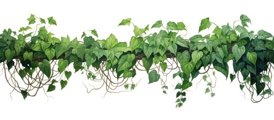 Green Tiliacora triandra vines with leaves isolated on white background, ideal as copy space image.