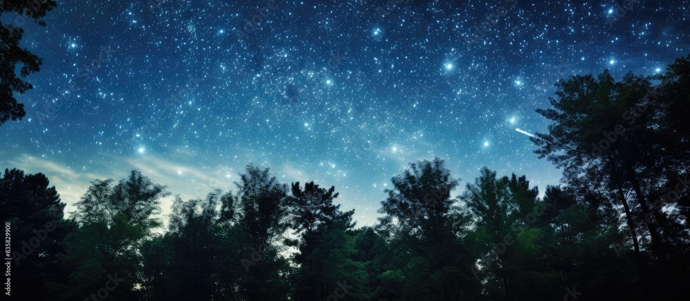 Canvas Prints silhouetted trees against a starry sky create a picturesque scene with copy space image.