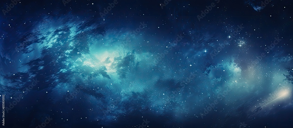 Wall mural starry sky in outer space with a black universe as a shiny starfield background for a copy space ima