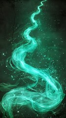 Illuminated Green Abstract Smoke on Dark Background