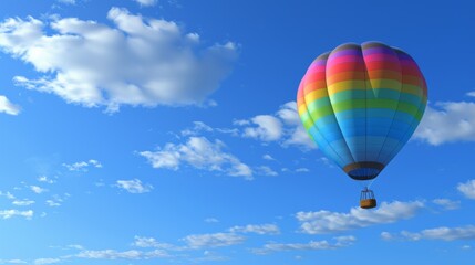 Fototapeta premium Colorful hot air balloon in a clear blue sky with white clouds