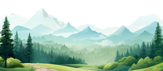 A mountain depicted as isolated islands against a white backdrop with a path, ideal for adding copy space image within the scene.