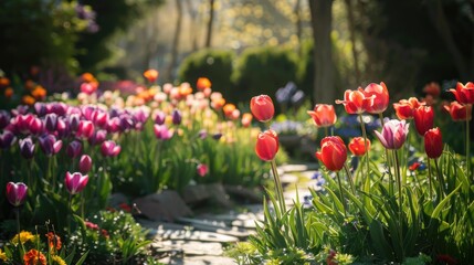 Obraz premium Blooming Flowers in a Spring Garden