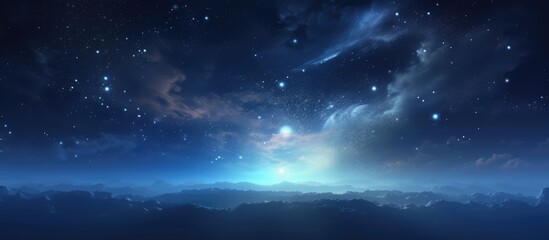 Fototapeta premium Long exposure photograph of the night sky with a prominent glare in the background, providing ample copy space image.