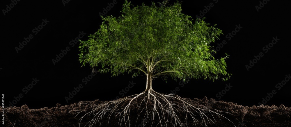 Poster Roots of a tree isolated on a white background with copy space image.