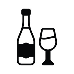 A bottle of champagne with glass, party celebration vector design