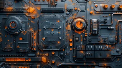 Industrial Background with Robots 