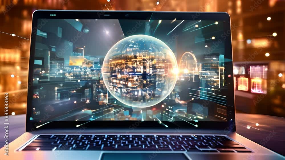 Leinwandbilder An analysis of financial graphs on a virtual touch screen in the future using data science and business analysis and strategy.