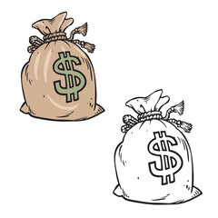 money bag vector illustrations. simple design outline style.