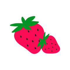 Strawberry fruit cartoon, digital art illustration