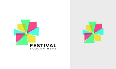 Colorful festival logo design. Abstract shape symbol with creative concept for sport event