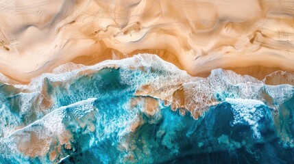 Fototapeta premium Panoramic aerial view of sand dunes and the sea