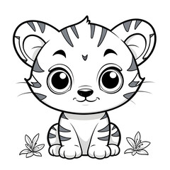 A cat in cartoon style. Cute kitten isolated on white background. Watercolor drawing, hand-drawn, coloring book, illustration.