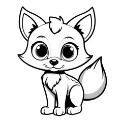 Obraz premium A red fox in cartoon style. Cute fox isolated on white background. Watercolor drawing, hand-drawn, coloring page, illustration. white background. Watercolor drawing, hand-drawn, coloring book, 