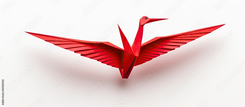 Wall mural top view of variously colored paper birds in an origami theme, with a blank area for text or other i