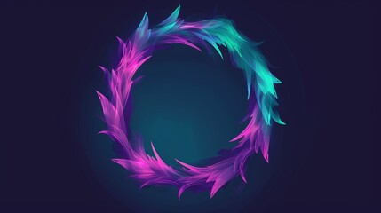 Obraz premium Abstract Neon Floral Wreath Against Dark Background