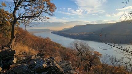 scenic view of the hudson river and valley from hyde park, new york on a clear day
