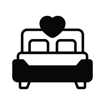 recommend clip art: Honeymoon, wedding bed vector design