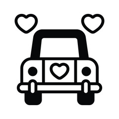 Wedding car with heart, ready to use and download