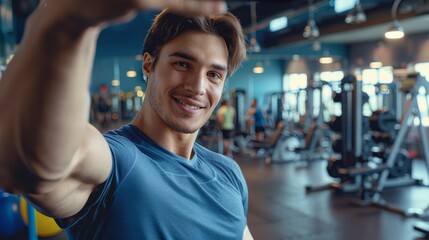 The man taking gym selfie