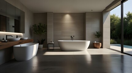 Modern minimalist spa bathroom.generative.ai 