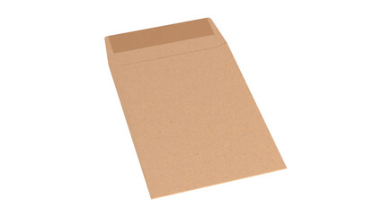 Photo realistic small pocket kraft envelope isolated on transparent background.