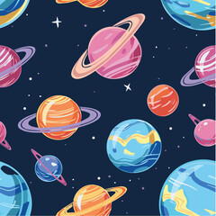 illustration of Planet Seamless Pattern