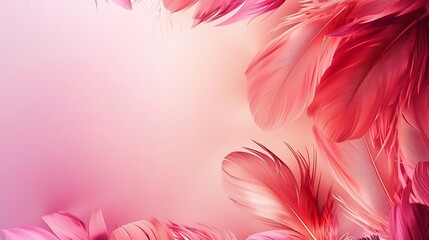 Beautiful wallpaper featuring gradient background, side borders with pink feathers, and an open center for text.