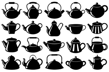 coffee cup set silhouette vector illustration