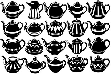 coffee cup set silhouette vector illustration