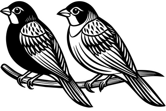 recommend clip art: two colorful birds silhouette vector illustration