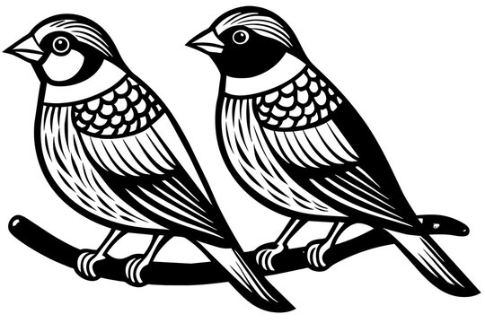 recommend clip art: two colorful birds silhouette vector illustration