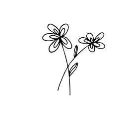 Abstract Doodle Floral Botanical Illustration Line Art Hand Drawn