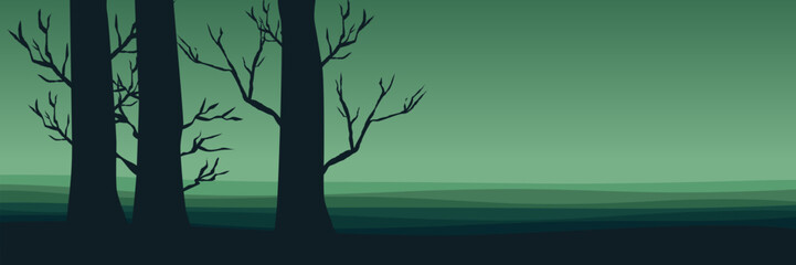 silhouette of dead tree forest at sunset landscape vector illustration good for background, wallpaper, background template, backdrop design, advertising, ads, and business	