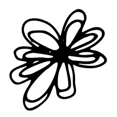 Abstract Doodle Floral Botanical Illustration Line Art Hand Drawn