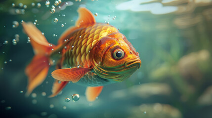 Fototapeta premium 3d goldfish in the water