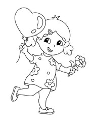 Coloring page for kids. Digital stamp. Cartoon style character. Isolated on white background. Vector illustration.