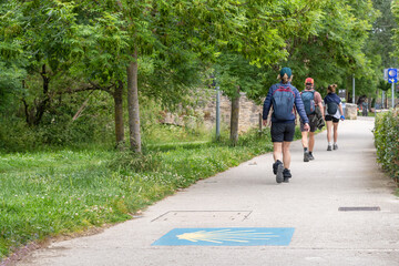 Way of St. James. Pamplona next to the Magdalena Bridge