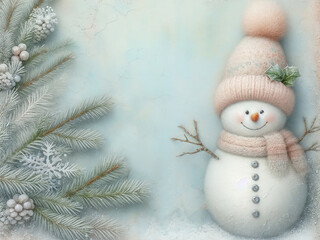 Obraz premium Christmas background with snowman. AI