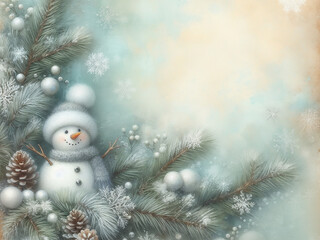 Obraz premium Christmas background with snowman. AI