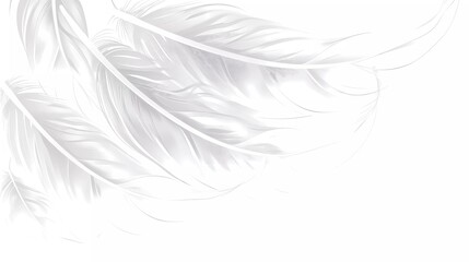 White feather background. Abstract dynamic composition. Vector feather illustration