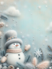 Obraz premium Christmas background with snowman. AI