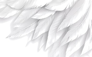 White feather background. Abstract dynamic composition. Vector feather illustration