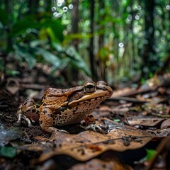 Fototapeta premium Big exotic frog in the forest 