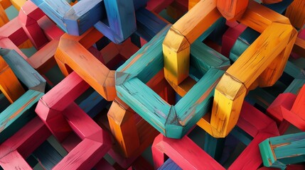 Fototapeta premium Vibrant Geometric 3D Shapes Interlocking