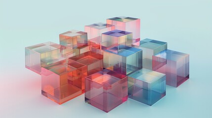 Fototapeta premium Abstract 3D Cubes with Transparent Layers